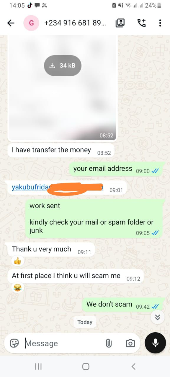 Payment received and project delivered