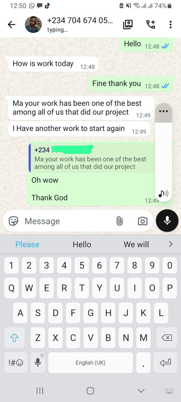 Quality work and a repeat order